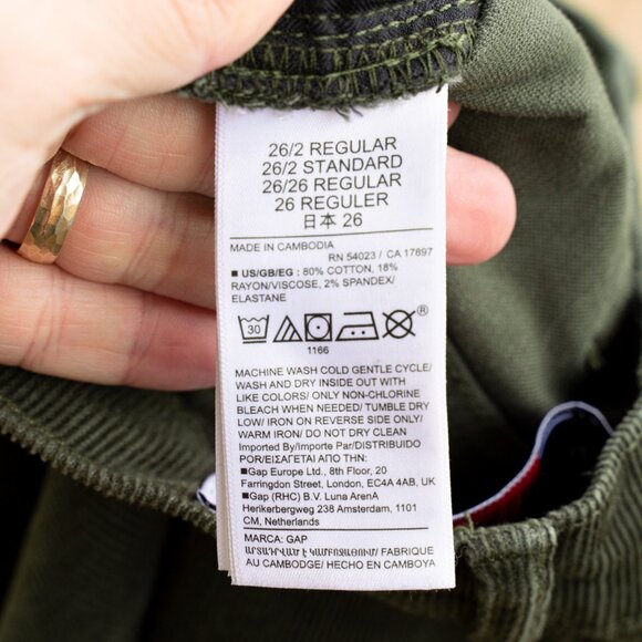 LIKE NEW! Gap Mid Rise Corduroy Baby Boot Pants Deep Green 2RS (Reg Short) - Picture 8 of 9